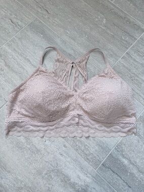 Maurices 3X Lace Longline Bralette Blush Pink Racerback Plus Size Bra